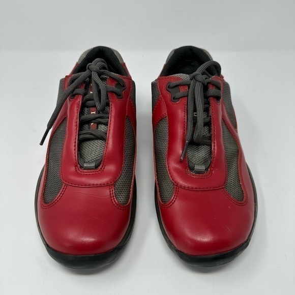 Prada Red & Gray America's Cup Leather Sneaker Size 10 - Picture 2 of 13